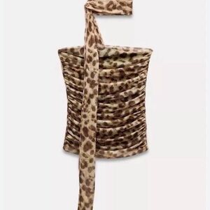 Leopard Print Ruched Tube Top